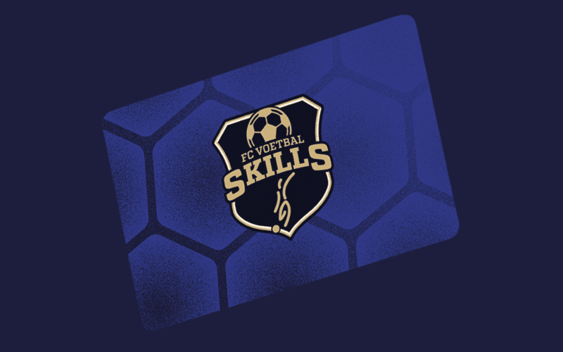 De VoetbalSkills seizoenkaart met het logo van FC VoetbalSkills op een blauwe achtergrond.